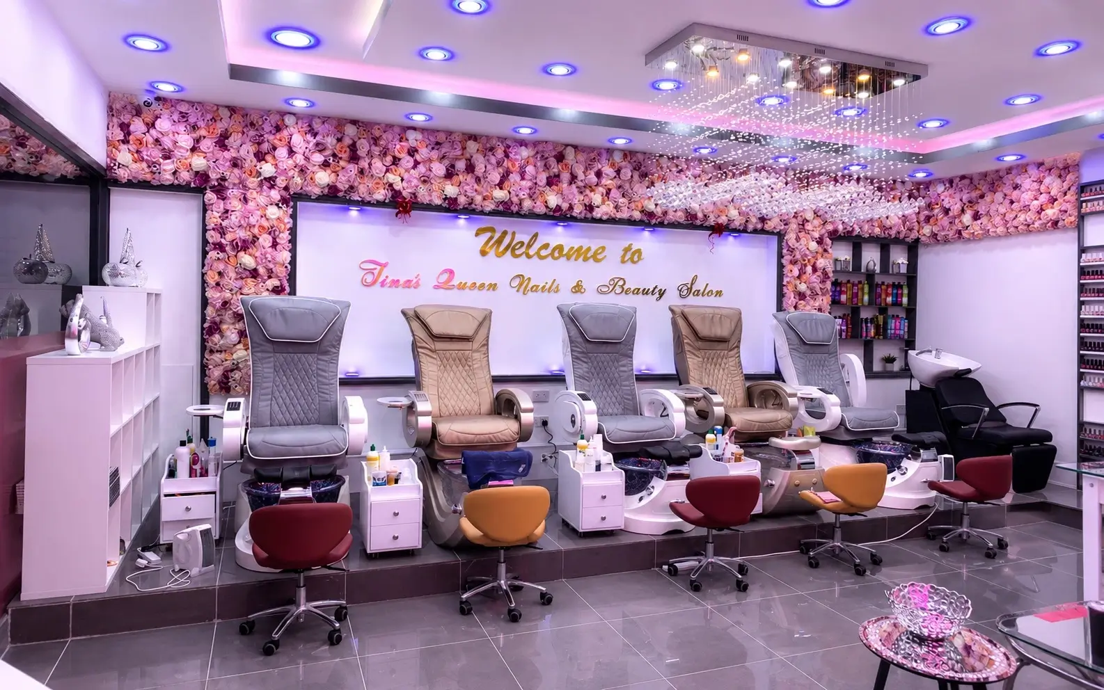 Interior of Tina's Queen Nails and Beauty Salon in Castle Bromwich, Birmingham